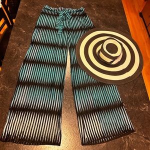 Blue and black stretchy beach cover up pants